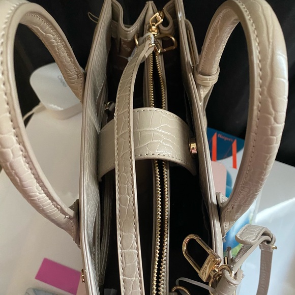 Anne Klein Taupe Croc-Embossed Satchel - Picture 4 of 4